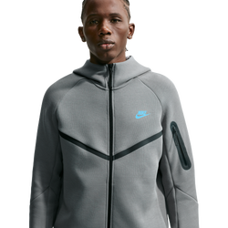 Men's - Nike Tech Fleece Full-Zip Windrunner Hoodie - Smoke Grey/Football Blue