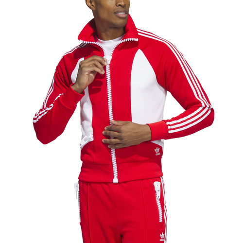 

adidas Mens adidas x Jeremy Scott Big Zip Jacket - Mens Vivid Red/White Size M