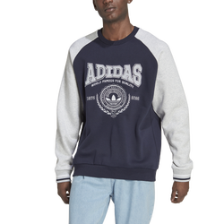 Men's - adidas Originals Varsity Crewneck Sweatshirt - Navy/Grey