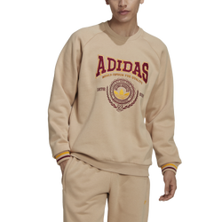 Men's - adidas Originals Varsity Crewneck Sweatshirt - Beige/Maroon