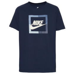 Boys' Grade School - Nike Open Block Futura T-Shirt - Grey/Obsidian