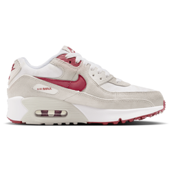 Boys' Grade School - Nike Air Max 90 SE - White/Team Crimson/Lt Bone