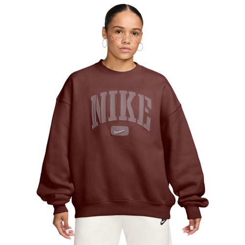  - Nike Fleece Oversized Crewneck - Maroon/Grey