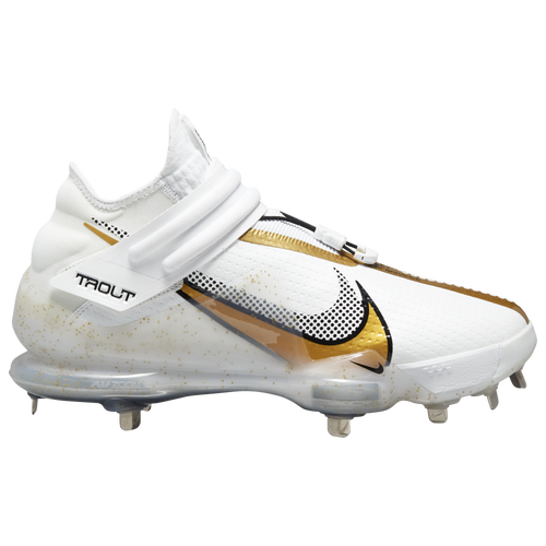 Nike Force Zoom Trout 7 - Men's Metal Cleats Shoes - White / Metallic Gold / Black - CI3134-106