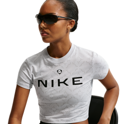 Women's - Nike NSW Chill knit Crop Tee - Pure Platinum/Lt Smoke Grey