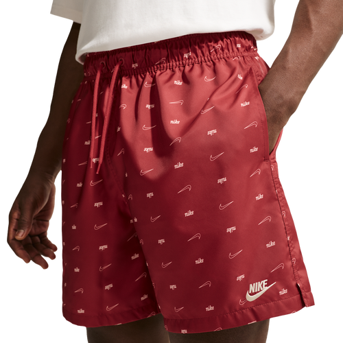  - Nike Club Woven Flow AOP Shorts CTB - Lt Khaki/Team Crimson
