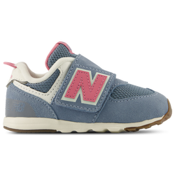 Girls' Toddler - New Balance 574 NEW-B Hook & Loop - Zinc Blue/Pink Eraser