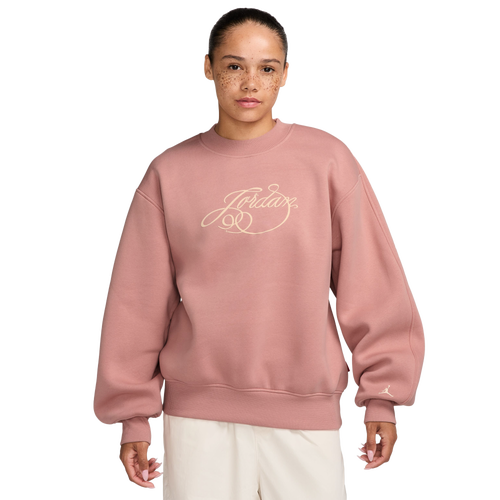 WOMENS - Jordan BRK Fireside Fleece Crew - Pink/White