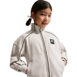 Boys' Grade School - Nike Air Fleece Track Jacket - Light Bone/Black/Black