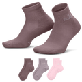 Nike Script Ankle Socks 3 Pack - Nike Brown/Pink Gray