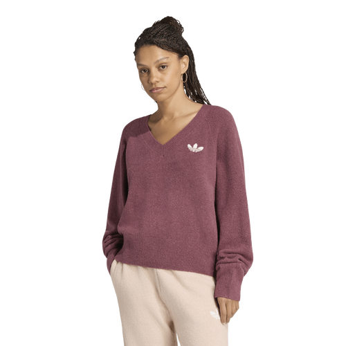 adidas Originals Essentials Knit V-Neck Sweatshirt - Adidas Aurora Coffee