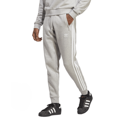 Adidas Originals Mens  3 Stripes Fleece Pants In Gray/white