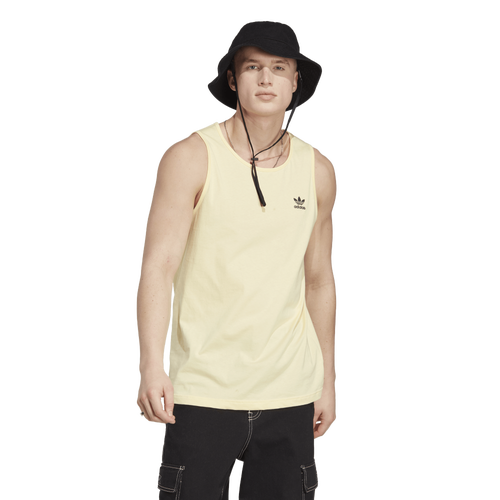 Adidas Originals Trefoil Essentials Tank Top Man T-shirt Light Yellow Size S Cotton In Almost Yellow