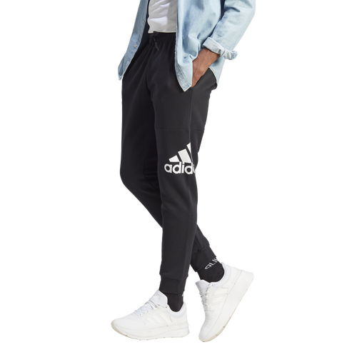 Adidas Originals Mens Adidas Essentials Fleece Tapered Cuff Big Logo Pants In Black