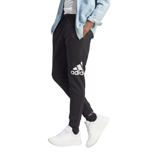 

adidas Mens adidas Essentials Fleece Tapered Cuff Big Logo Pants - Mens Black Size M