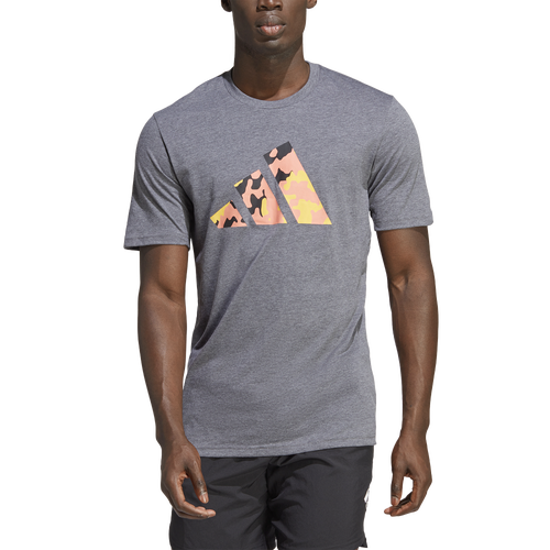 

adidas Mens adidas Training Essentials Seasonal Logo T-Shirt - Mens Dark Grey Heather/White Size L