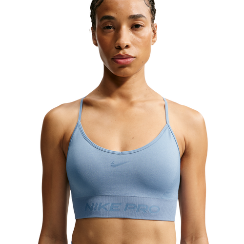 WOMENS - Nike Pro Dri-FIT Seamless LS Bra - Work Blue