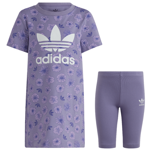 

adidas Originals adidas Originals Floral Dress Set - Girls' Preschool Purple/White Size XXS