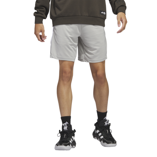 

adidas Mens adidas Legends 3-Stripes Basketball Shorts - Mens Metal Grey/White Size XL