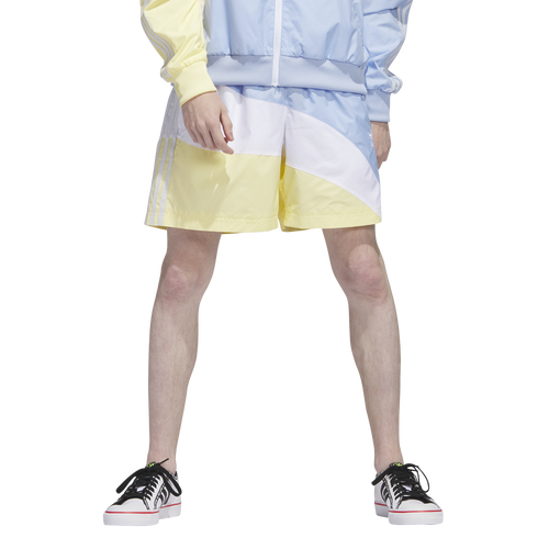 

adidas Originals Mens adidas Originals Superstar Swirl Woven Shorts - Mens Almost Yellow/Blue Dawn Size L