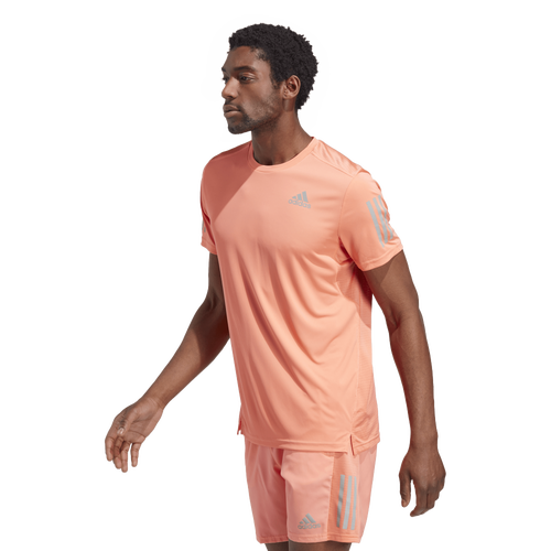 

adidas Mens adidas Own The Run T-Shirt - Mens Coral Fusion/Reflective Silver Size XL