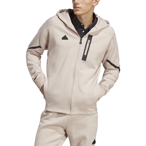 Adidas Originals Mens Adidas Gameday Full-zip Hoodie In Beige/black