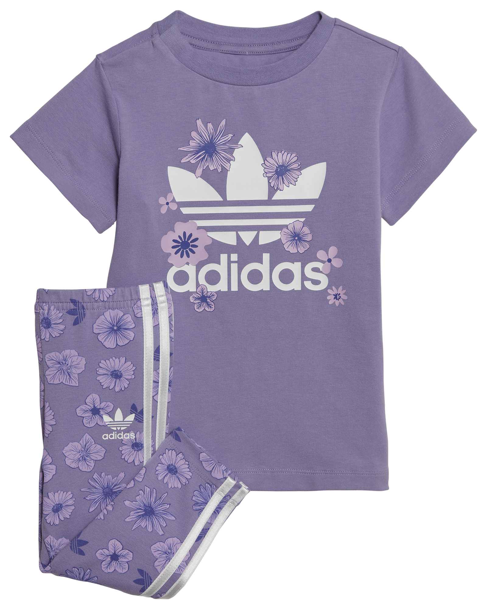 Adidas Floral Elongated Hoodie Set - Girls' Preschool