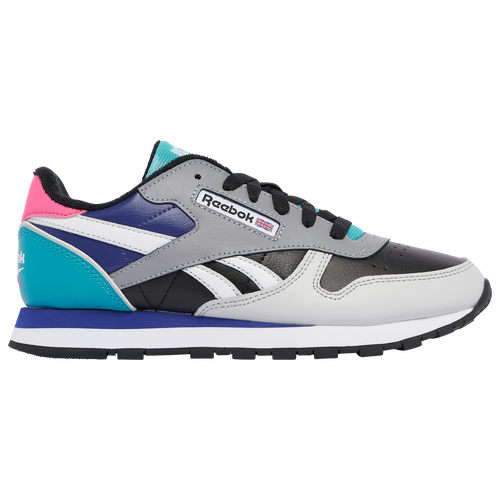 

Boys Reebok Reebok Classic Leather - Boys' Grade School Shoe Core Black/Bold Purple/Classic Teal Size 04.5