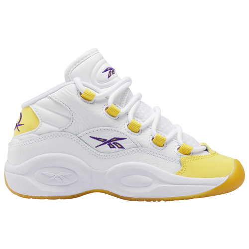 

Reebok Boys Reebok Question Mid - Boys' Preschool Shoes White/Yellow Size 02.0