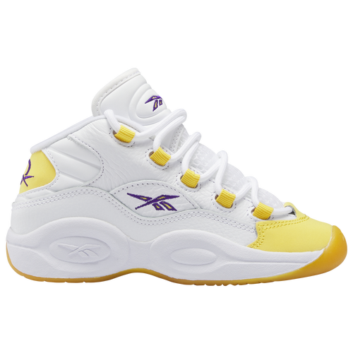 

Reebok Boys Reebok Question Mid - Boys' Preschool Basketball Shoes White/Yellow Size 2.0