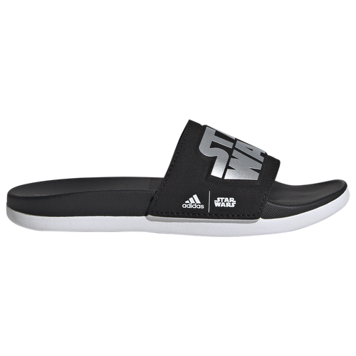 

Boys adidas adidas Adilette Comfort x Star Wars Slides - Boys' Grade School Shoe Black/Silver Metallic/White Size 05.0