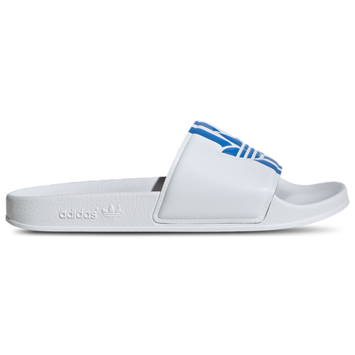 Adidas Originals Mens  Adilette Slides In White/bright Blue/white