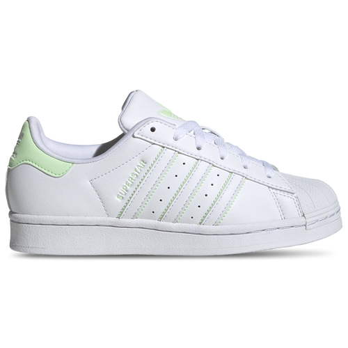 

adidas Originals Girls adidas Originals Superstar - Girls' Grade School Basketball Shoes White/Semi Green Spark/White Size 3.5