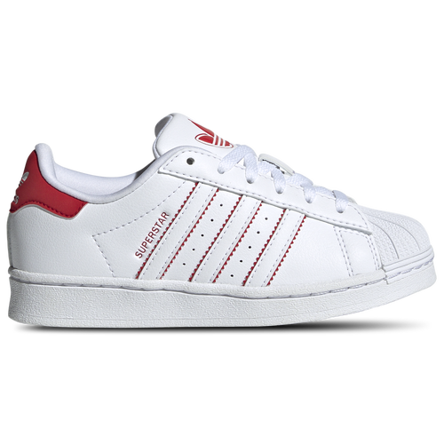 Shop Adidas Originals Girls  Superstar In White/better Scarlet/white