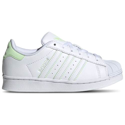 Shop Adidas Originals Girls  Superstar In White/semi Green Spark/white