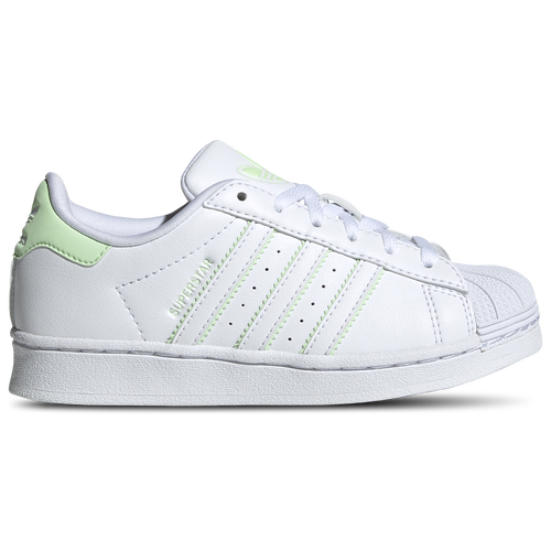 

adidas Originals Girls adidas Originals Superstar - Girls' Preschool Basketball Shoes White/White/Semi Green Spark Size 2.0