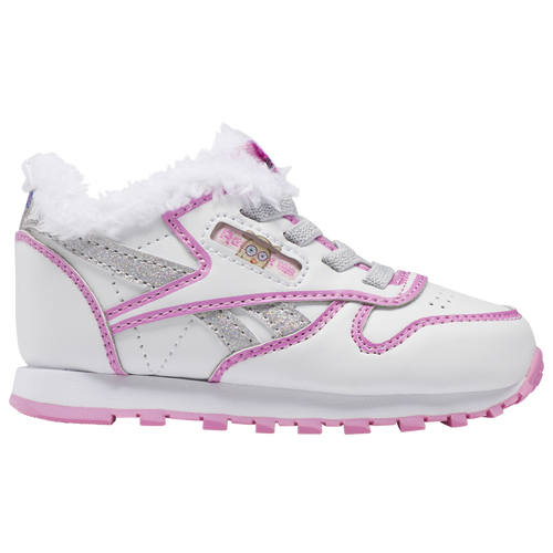 

Girls Reebok Reebok Classic Leather Step In - Girls' Toddler Shoe White/Pink Size 04.0