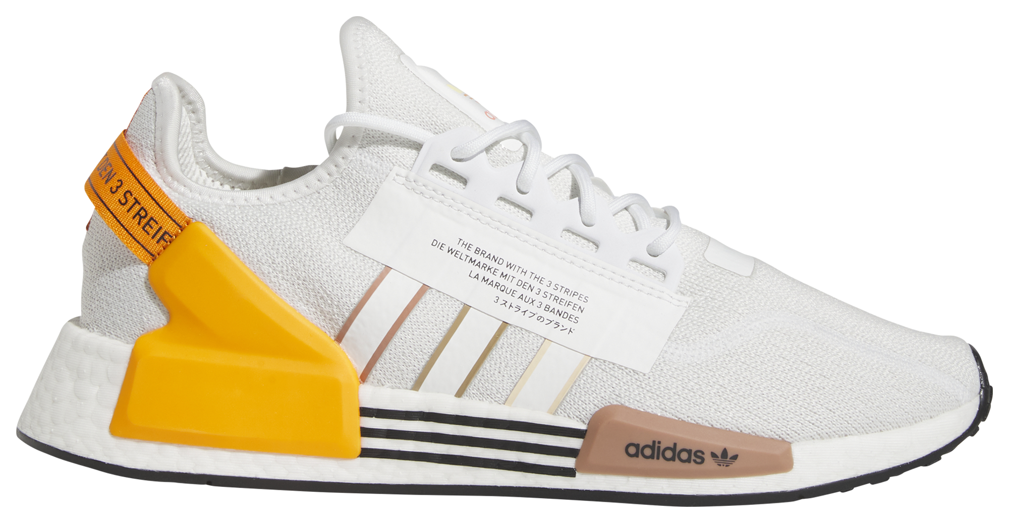 adidas originals nmd_r1 white black yellow men's shoe