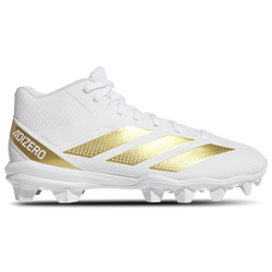 Men's - adidas adizero Impact.2 Molded Rubber Mid Cut Cleats - White/Gold Metallic/White