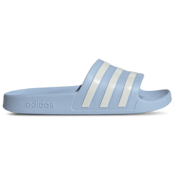 Women's - adidas Adilette Aqua Slide - Zero Met/Zero Met/Glow Blue