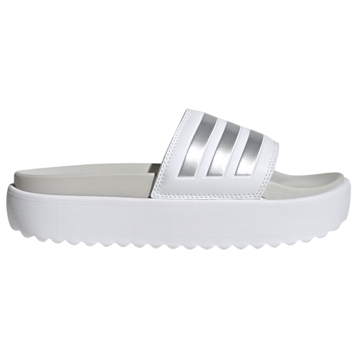 

adidas Womens adidas Adilette Platform Slides - Womens Shoes Zero Metallic/White/Grey Size 11.0