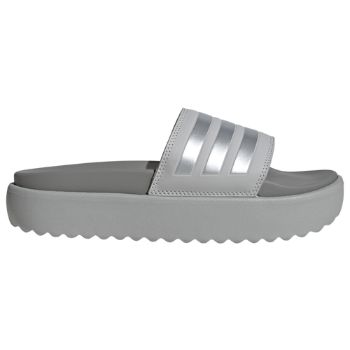 

adidas Womens adidas Adilette Platform Slides - Womens Shoes Grey/Silver Metallic/Solid Grey Size 10.0