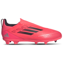 Boys' Grade School - adidas F50 League Laceless Firm/Multi-Ground - Turbo/Aurora Black/Platin Metallic