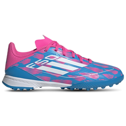 Boys' Grade School - adidas F50 League Turf - Solar Blue/White/Solar Pink