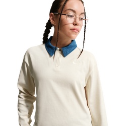 Girls' Grade School - Nike NSW Pullover Long Sleeve Top - Beige/Blue