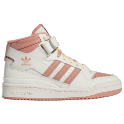 Boys' Grade School - adidas Originals Forum Mid J - Off White/Wonder Clay/Acid Orange