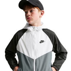 Boys' Grade School - Nike Windrunner Hooded Jacket - White/Gray
