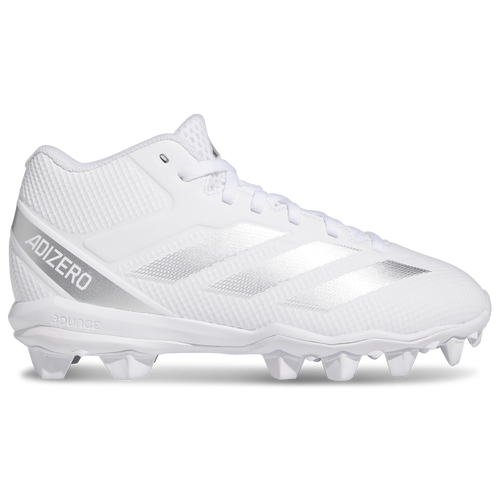 

adidas Boys adidas Adizero Impact .2 Mid Jr - Boys' Grade School Football Shoes Silver Metallic/White/White Size 05.5