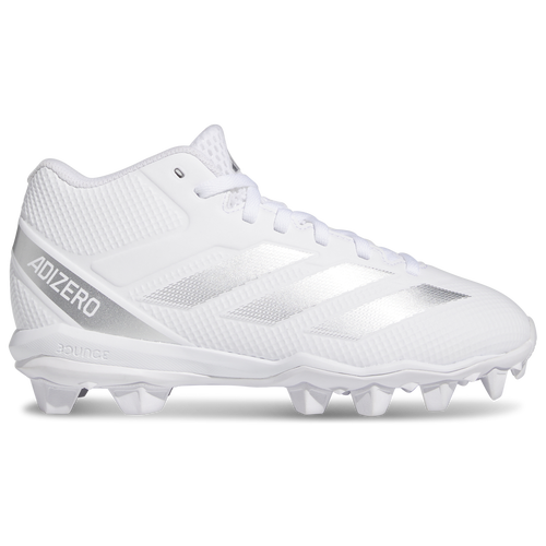 

adidas Boys adidas Adizero Impact .2 Mid Jr - Boys' Grade School Football Shoes Silver Metallic/White/White Size 04.0