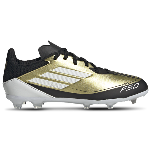 

Boys adidas adidas F50 League x Messi FG - Boys' Grade School Soccer Shoe Gold Metallic/White/Black Size 06.0